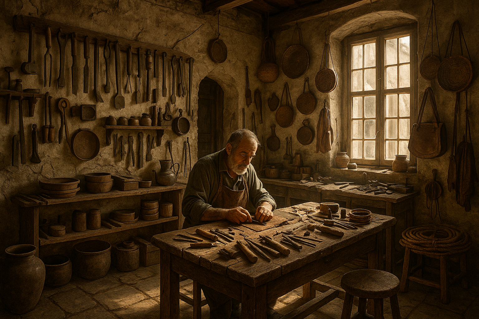 İzmir'de bir zanaatkâr atölyesinde çalışma